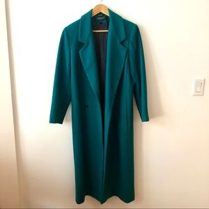 ADOLFO Teal 100% Long wool winter coat